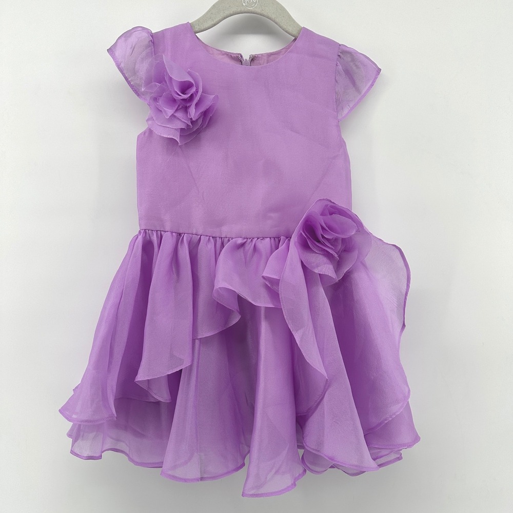 Bardot Junior Girls Lilac Purple Floral Applique Ruffle Dress 1188DBG Size 4 NEW